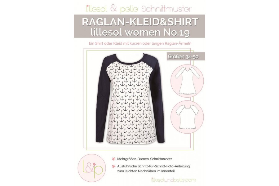 Papierschnittmuster lillesol women No.19 Raglan Kleid+Shirt Gr. 34-50
